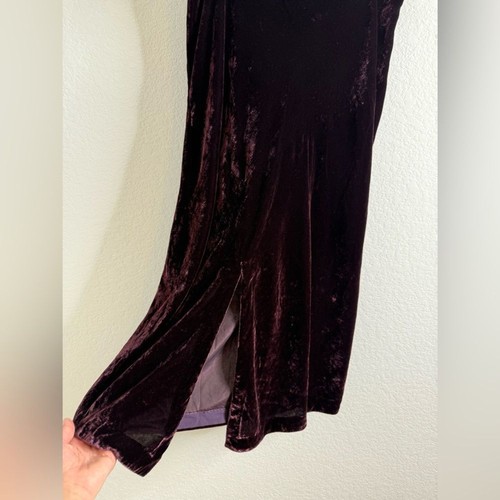 Falda midi de terciopelo Anthropologie Maeve con abertura frontal púrpura talla 14 - Imagen 5 de 13