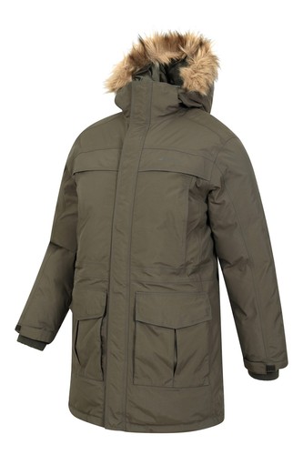 Mountain Warehouse Mens Waterproof Down Parka Jacket Winter Fur Hooded Rain Coat - Picture 10 of 58