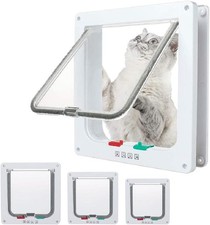 EGETOTA 4-Way Locking Cat Door Weatherproof Pet Flap for Interior Exterior Doors
