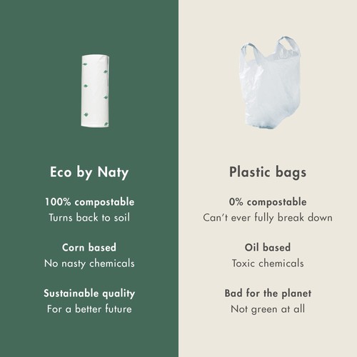 Eco by Naty Disposable Bags Baby Nappy Sacks 100% Compostable and Biodegradable - Picture 4 of 24