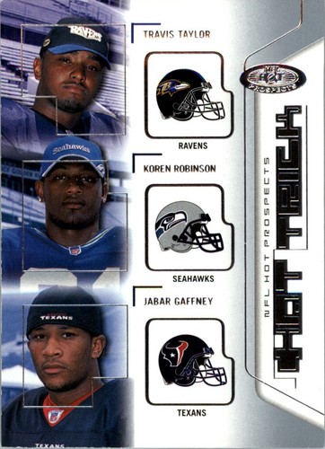 2002 Hot Prospects Hat Trick #HTTRG Fred Taylor Koren Robinson Jabar Gaffney FB - Picture 1 of 2