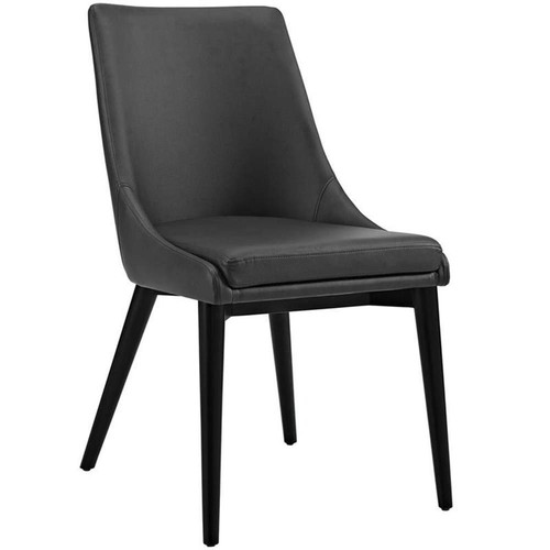 Modway Viscount 19" Solid Rubberwood and Vegan Leather Dining Chair in Black - Picture 1 of 4