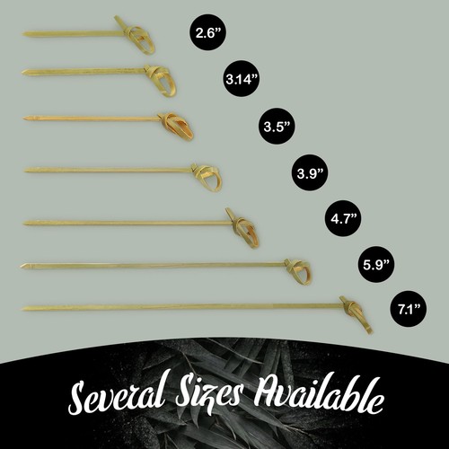 3.9" Bamboo Green Knot Food and Cocktail Skewer Picks - 300 Pieces - Picture 3 of 9