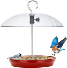 Adjustable Platform Bird Feeder for Outdoors Hanging, Metal Tray Bird Feeder wit