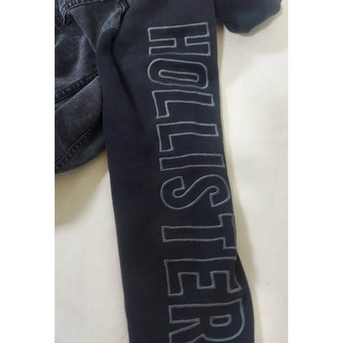 Hollister Herren Truckerjacke schwarz Denim mit Kapuze Größe S mit Stretch distressed - Bild 13 von 13
