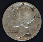 1916 90% SILVER MERCURY DIME ~ FIRST YEAR OF ISSUE ~ IN VG CONDITION ~ 1c START