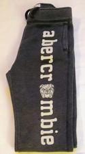   Abercrombie Kids Sweatpants Boys Large Fleece Spellout Logo Drawstring Gray  