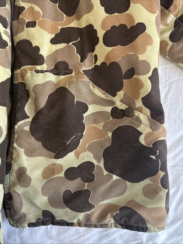 Vtg Cabelas Reversible Frog Skin Duck Camo Bomber Jacket Hunting Casual Flaws - Picture 3 of 3