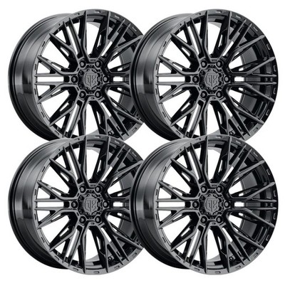 (Set-4) Mtx Gangstar Gloss Black 20x9 6x5.5/6x139.7 0mm Wheels Rims 20 Inch
