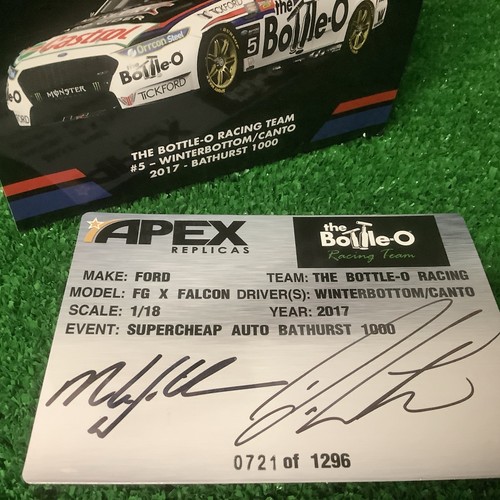 1:18 2017 Bathurst Ford FG X Falcon Winterbottom/Canto Signed Model-Cert - Picture 7 of 7