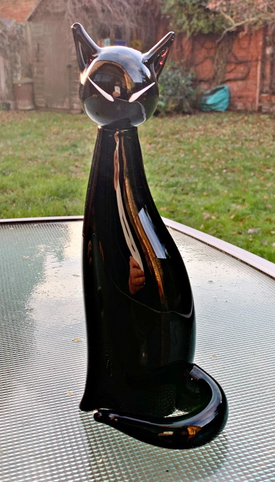 PURRFECT Murano Black Cat figure by Elio Raffaeli - signed 23 cm tall - Image 2 of 4