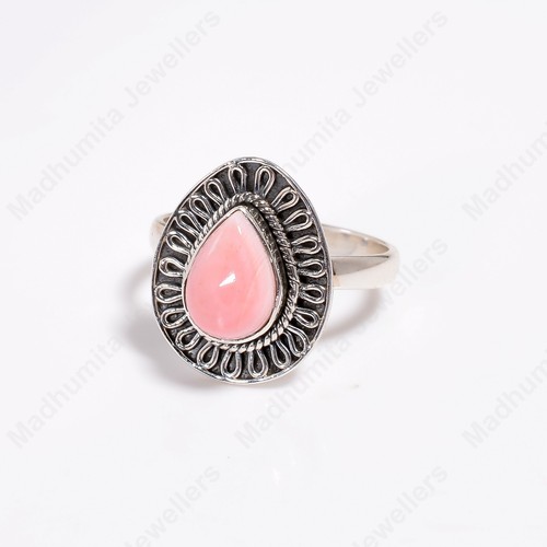 Top Quality Pink Opal 925 Sterling Silver Handmade Statement Ring Gift For her - Picture 3 of 5