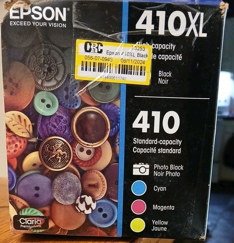 New Epson 410XL Black-410 Cyan,Magenta & Photo Black Standard Set T410XL-BCS