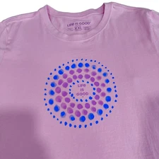 Life is Good Pink Purple Short Sleeve Crew Neck Crusher Tee XXL 2X