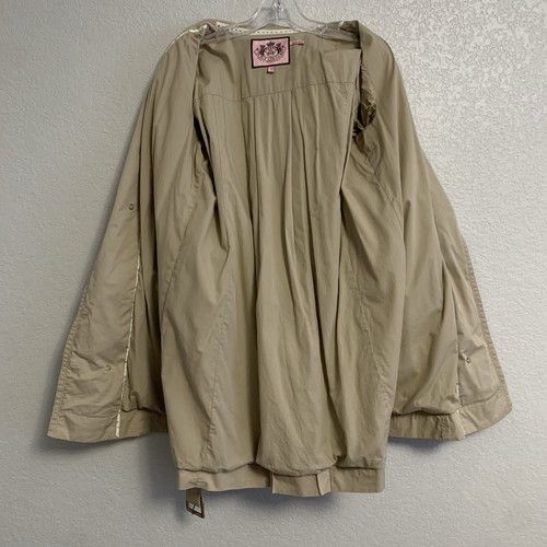 Y2K Juicy Couture Trenchcoat Jacke Damen L Gürtel 3/4 Rüschenärmel khaki hellbraun - Bild 15 von 18
