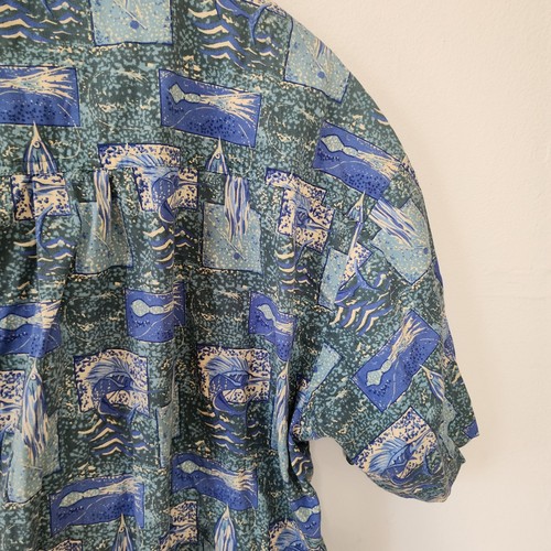 Camisa hawaiana Aloha Y2K Sportif para hombre azul verde - Imagen 5 de 5