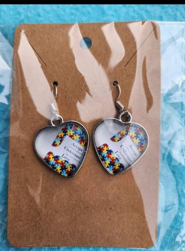 Autism Earrings - Puzzle Earrings - Heart Earrings - Teacher Earrings - Spectrum