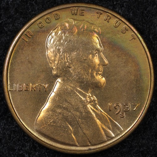 1937 S Choice ➕ 🔴BU RED🔴Lincoln Cent ~✨Lustrous Toner✨~ (25-096) - Picture 3 of 4