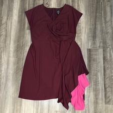 Adrianna Papell Asymmetric Hem Fuschia Pop Dress - 18W