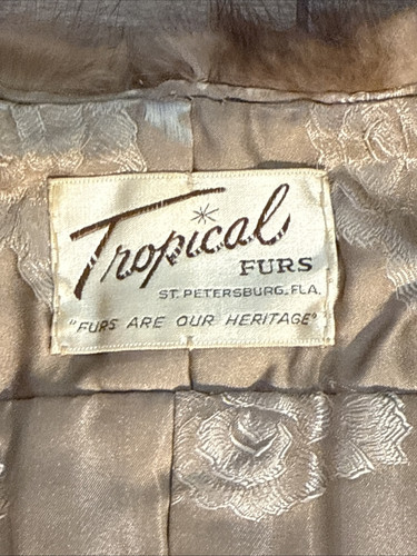 VIntage Brown Mink Fur Stole Boxy Wrap Florida Tropical Furs Florida 14.5" Long - Picture 14 of 24