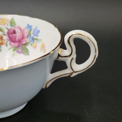  Royal Grafton  Tea Cup & Saucer Robin Egg Blue #45149 Floral Sprigs c.1950's - Picture 9 of 13