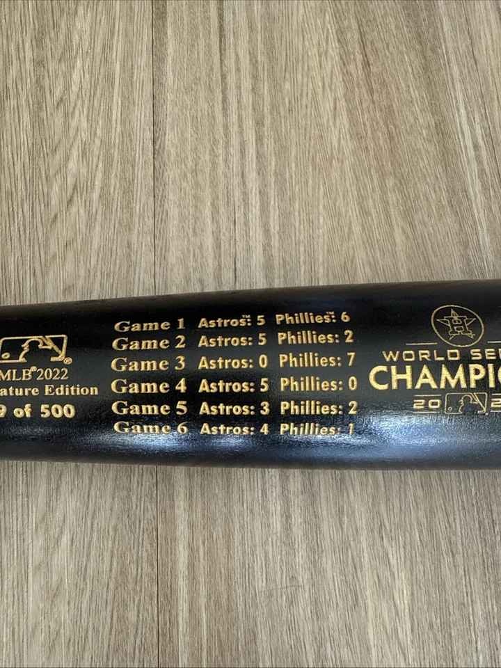 Alex Bregman Firmado LE Bate Negro #9/500 2022 WS Champs Astros Fanatics Certificado de Autenticidad MLB Foto 4 de 4