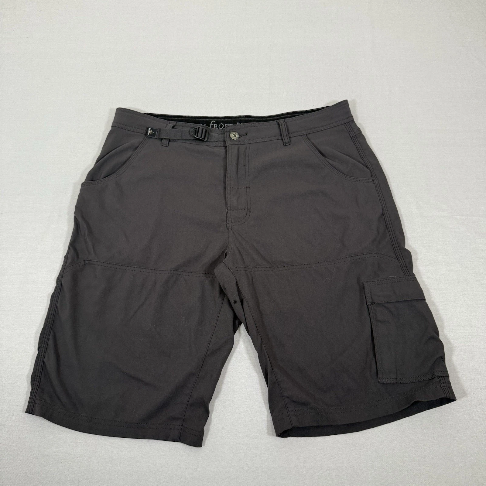 Prana Shorts Mens 38 Gray Stretch Zion Belted Cargo Hiking Outdoor Quick Dry