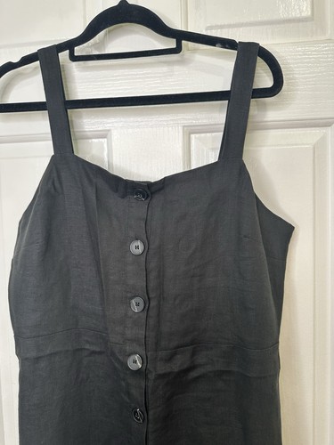 Witchery Limited Edition Black Button Up Linen Midi Dress Size 10 Casual Europe - Picture 6 of 8