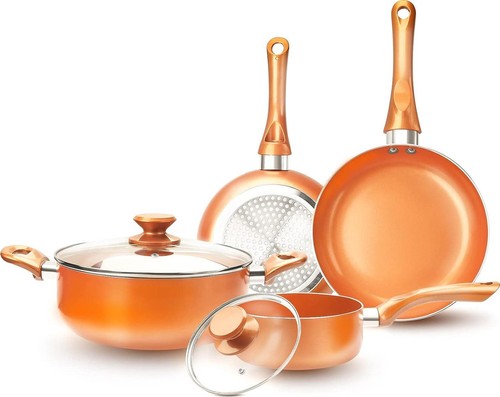 FRUITEAM 6-piece Nonstick Kitchen Cookware Set, Ceramic Coating Cooking Stock / - Picture 10 of 12