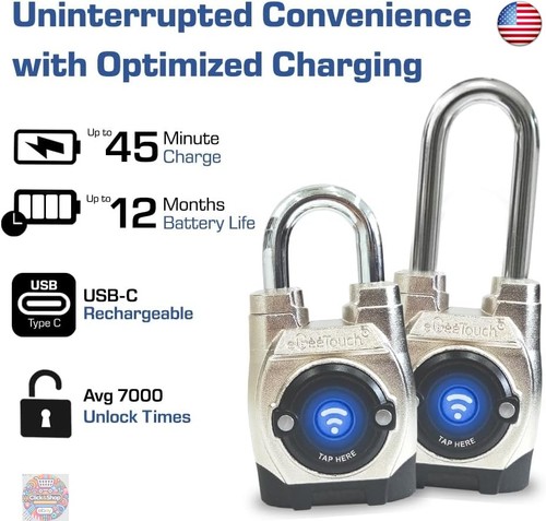 eGeeTouch 5th GEN Outdoor Smart Padlock ? (Single, Short Shackle) Keyless - Picture 5 of 7