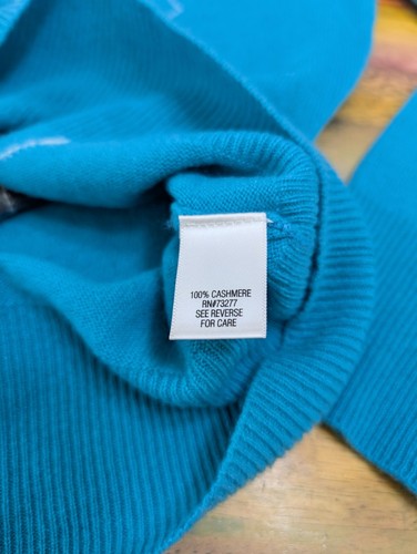 ⭐APT. 9 Damen 100% KASCHMIR Pullover Langarm Pulli Oberteil V-Ausschnitt Argyle L - Bild 7 von 9