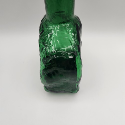 Italian Empoli Emerald Green Ripple Bark Glass Genie Bottle Decanter & Stopper - Picture 10 of 21