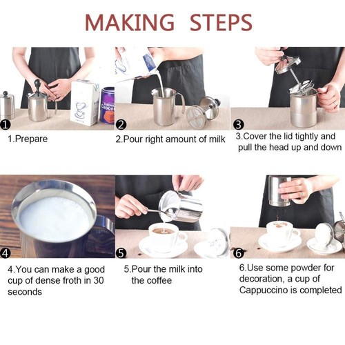 Handheld Design Manual Milk Frother Cappuccino Preparation - Picture 4 of 18