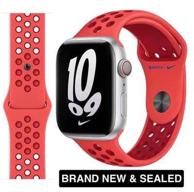 Genuine Apple Watch Nike Sport Band BRIGHT CRIMSON / GYM RED 49mm 46mm 45mm NEW