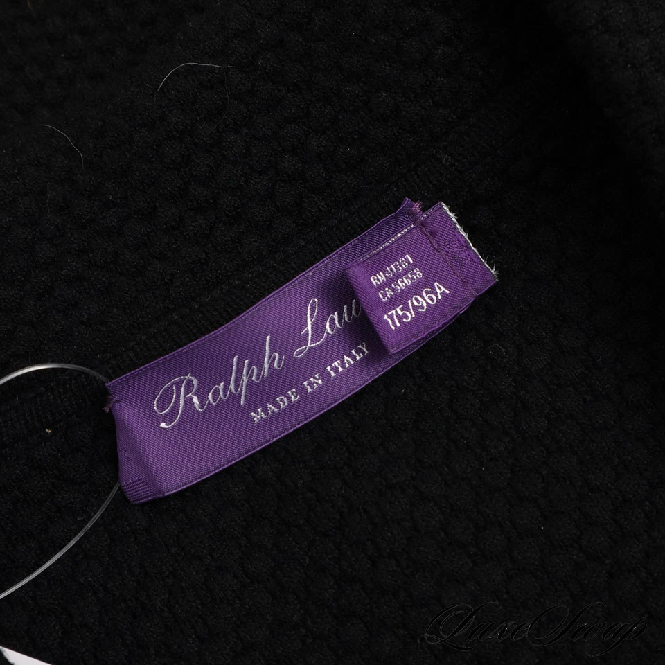 Ralph Lauren Purple Label Made In Italy Black Bubble Knit DB Sweater Jacket M NR - Image 4 of 4