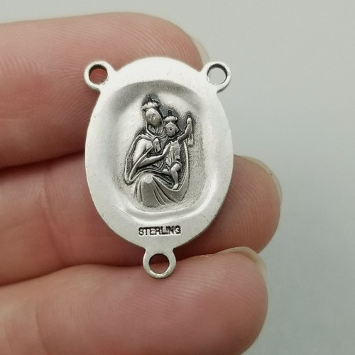 Vintage Sterling Silver Sacred Heart Jesus Rosary Centerpiece - Picture 2 of 10