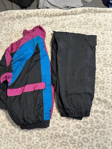Vntg Vizor Windbreaker XL Full Zip Colorblock Lined Nylon Windbreaker With Pants - Picture 7 of 8