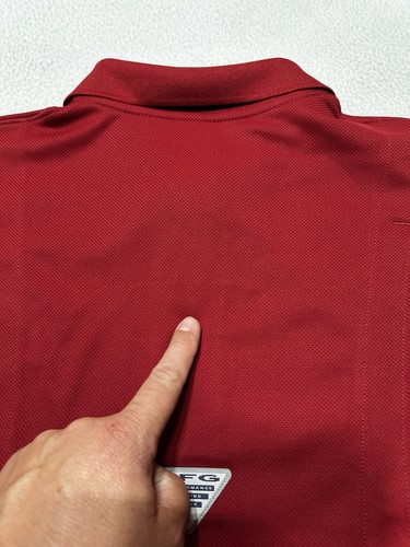 Columbia PFG Polo Uomo Taglia Media UPF 30 Rosso Pesca XM6930 Nuova con etichette Nuova *LEGGI* - Foto 5 di 17