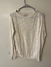 Loft Sweater Pullover Womens Size Small Ivory Long Sleeve Round Neck