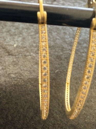 Freida Rothman 14K vergoldet Sterlingsilber 925 Riegel Back Creolen Neu ohne Etikett