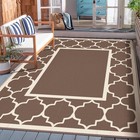 Deorab Outdoor Rug Waterproof Reversible Coffee and Beige 5x8 ft with Ground