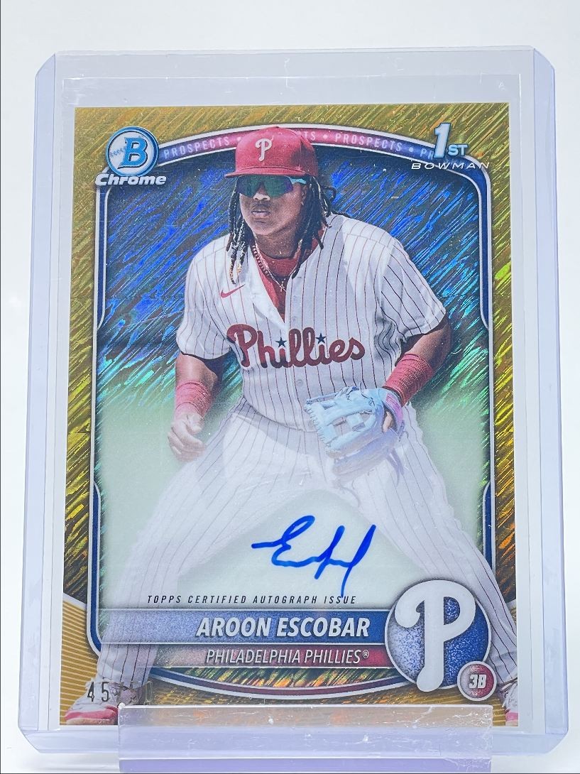 AROON ESCOBAR 2025 BOWMAN CHROME 1ST AUTOGRAPH GOLD SHIMMER AUTO /50 Q0878