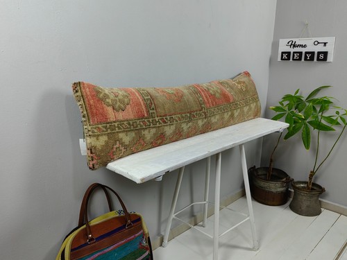 12x48 Turkish Kilim Pillow Cover - Long Lumbar Throw - Vintage Boho Cushion - Picture 10 of 12