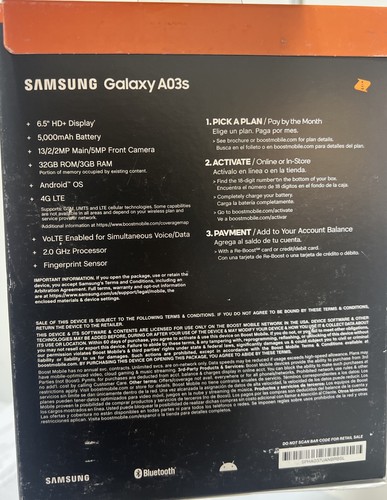 Boost Mobile Prepaid Samsung Galaxy A03s (32GB) Smartphone - Black New Sealed*** - Picture 6 of 6