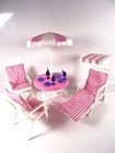 Vintage Gloria Garden Furniture Set for 1:6 Fashion Doll Barbie Size Table Lounger (21370)