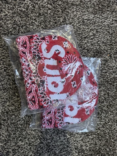 NEUF DANS SON SAC Supreme Bandana Big Logo Beanie FW24 rouge BOITE LOGO