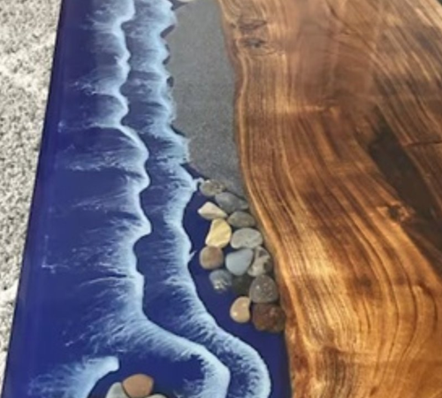 Tavolo da pranzo personalizzato, tavolo epossidico oceano, tavolo fiume, tavolino da caffè, tavoli in resina - Foto 5 di 8