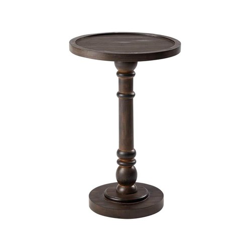 15 in. D x 15 in. W x 23.4 in. H Espresso Pedestal Small Drinking Wood End Table - Picture 2 of 9