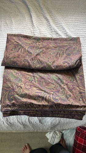 Ralph Lauren Rare Bohemian Purple Green Paisley Cotton Full Queen Duvet Cover - Picture 12 of 13