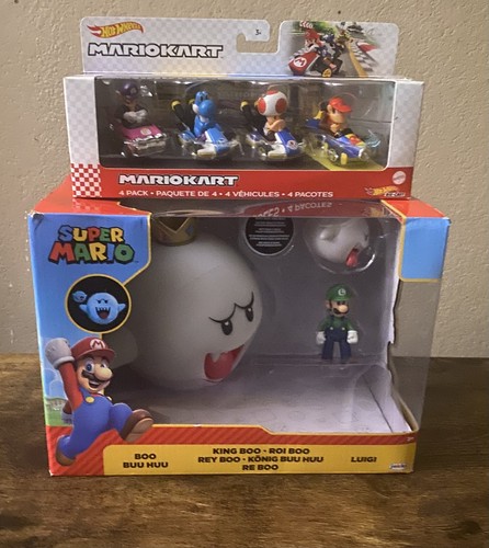 Jakks King Boo & Luigi / Hot Wheels Mario Kart 4-Pack Characters Bundle - Picture 3 of 11